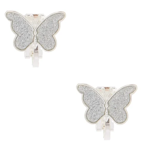 Silver Butterfly Clip-On Earrings