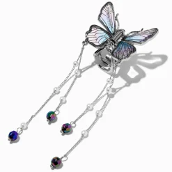 Silver Butterfly Dangle Hair Claw