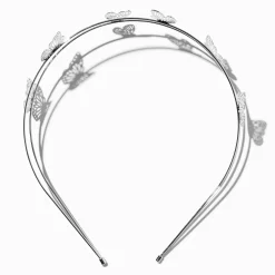 Silver Butterfly Double Row Metal Headband