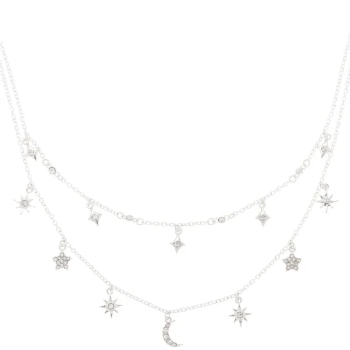 Silver Celestial Charm Multi-Strand Necklace