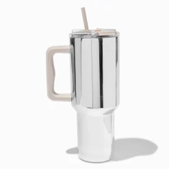 Silver Chrome Stainless Steel Handled Tumbler