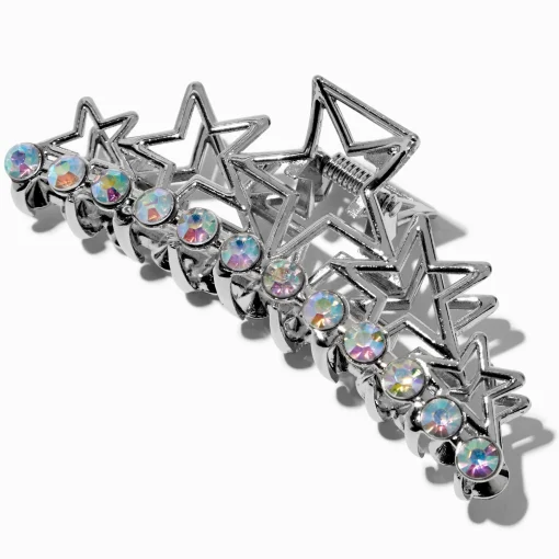 Silver Crystal Stars Hair Claw