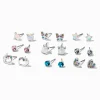 Silver Crystal Unicorns Stud Earrings - 9 Pack