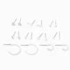 Silver Embellished & Textured Earrings - 9 Pack