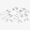 Silver Fancy Crystal Mixed Earrings - 9 Pack
