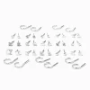 Silver Geometric Stud Earrings - 20 Pack