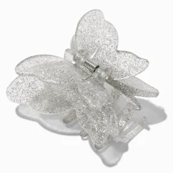 Silver Glitter Butterfly Hair Claw