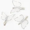 Silver Glitter Butterfly Hair Clips - 3 Pack