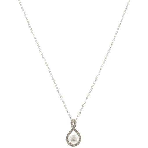Silver Infinity Pearl Pendant Necklace