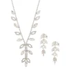 Silver Iris & Leaf Necklace & Drop Earrings Set - 2 Pack