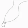 Silver Large Script Initial Pendant Necklace - C
