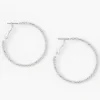 Silver 40MM Micro-Twist Textured Hoop Earrings