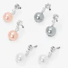 Silver 0.5" Faux Crustal Pearl Drop Earrings - 3 Pack
