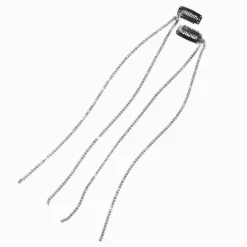 Silver Rhinestone Faux Hair Clip In Extensions - 2 Pack