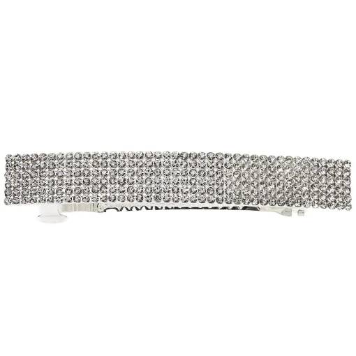 Silver Rhinestone Rectangle Hair Barrette