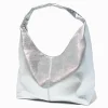 Silver Slouchy Tote Bag