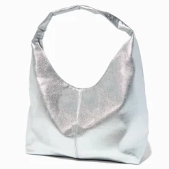Silver Slouchy Tote Bag