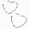 Silver-tone Barbed Wire Heart 30mm Hoop Earrings