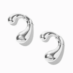 Silver-tone Bean Front & Back Drop Earrings