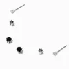 Silver-tone Black, Gray & Clear Cubic Zirconia Stackable Stud Earrings - 3 Pack