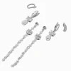 Silver-tone Bow Pearl Earring Stackables Set - 3 Pack