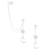 Silver-tone Celestial Moon Ear Cuff Connector Chain Earrings