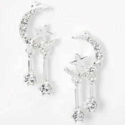 Silver-tone Celestial 1" Drop Earrings