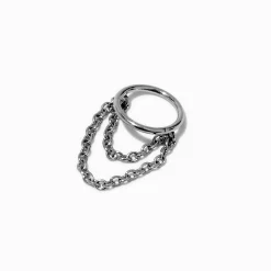 Silver-tone Chain 18G Cartilage Hoop Earrings