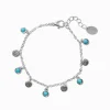 Silver-tone Coin Turquoise Dangle Cowgirl Western Charm Bracelet