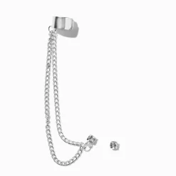 Silver-tone Connector Earrings