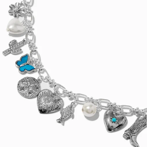 Silver-tone Cowgirl Charm Necklace