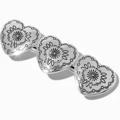 Silver-tone Cowgirl Heart Hair Barrette Clip