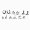 Silver-tone Cowgirl Stud Earrings - 6 Pack