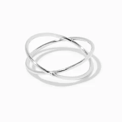 Silver-tone Criss Cross Ring