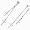 Silver-tone Cross Tinsel Chain Drop Earrings