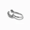 Silver-tone Crystal Crescent Moon Faux Nose Ring