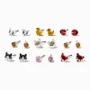 Silver-tone Crystal Critter Stud Earrings - 9 Pack