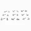 Silver-tone Crystal Cross Mixed Stud Earrings Set - 9 Pack