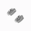 Silver-tone Crystal Double Decker Stud Earrings