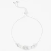 Silver-tone Crystal Fireball & Pearl Bolo Bracelet