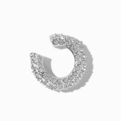Silver-tone Crystal Pavé Chunky Ear Cuff