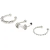 Silver-tone Crystal Pearl Faux Cartilage Earrings - 3 Pack