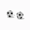 Silver-tone Crystal Soccer Ball Stud Earrings