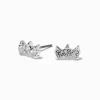 Silver-tone Crystal Spike Stud Earrings