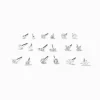 Silver-tone Crystal Stud Earrings Set - 9 Pack
