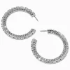 Silver-tone Crystal Studded 55mm Hoop Earrings