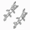 Silver-tone Crystal Vine 1.5" Clip-On Drop Earrings