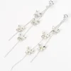 Silver-tone Cubic Zirconia Butterflies Linear Drop Earrings