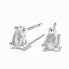 Silver-tone Cubic Zirconia 5mm Teardrop Stud Earrings