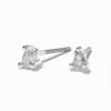 Silver-tone Cubic Zirconia 3mm Teardrop Stud Earrings